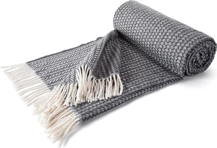 VIALMAN Pled cu franjuri LADA gri închis 150 x 200 cm