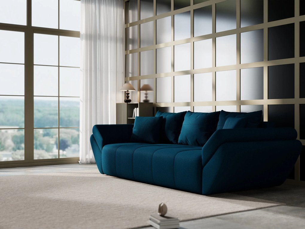 Canapea extensibilă dumonde cu ladă de depozitare si sezut confortabil din spuma high-density, Berlin Enjoy Petrol 250x100 cm