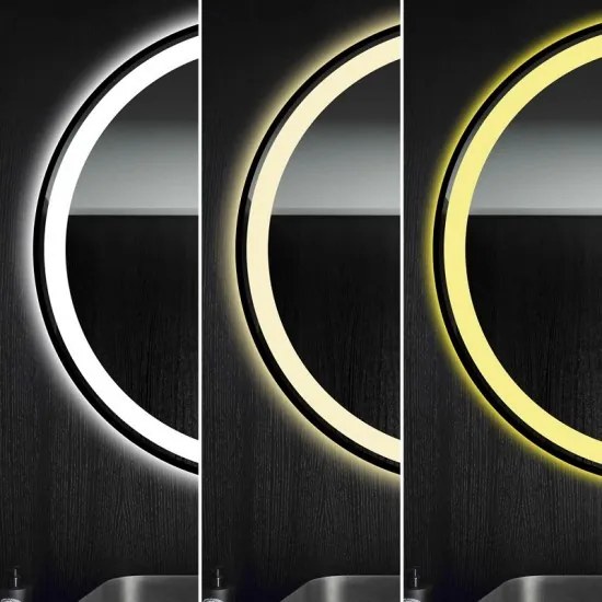 Oglindă Baie LED Elit's Premium cu Senzor de Miscare , Lumina Rece, Caldă și Neutră, 70cm, rama Neagra