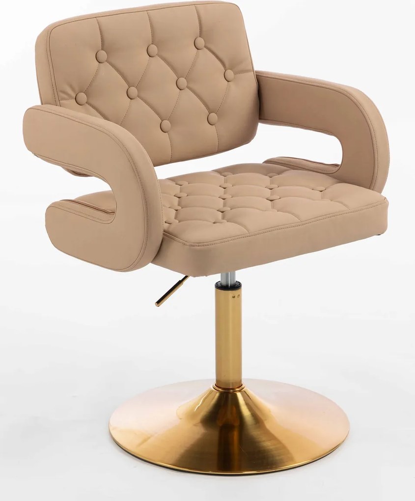 HR8403N Scaun Caramel Piele Ecologica Premium Soft cu Bază Aurie