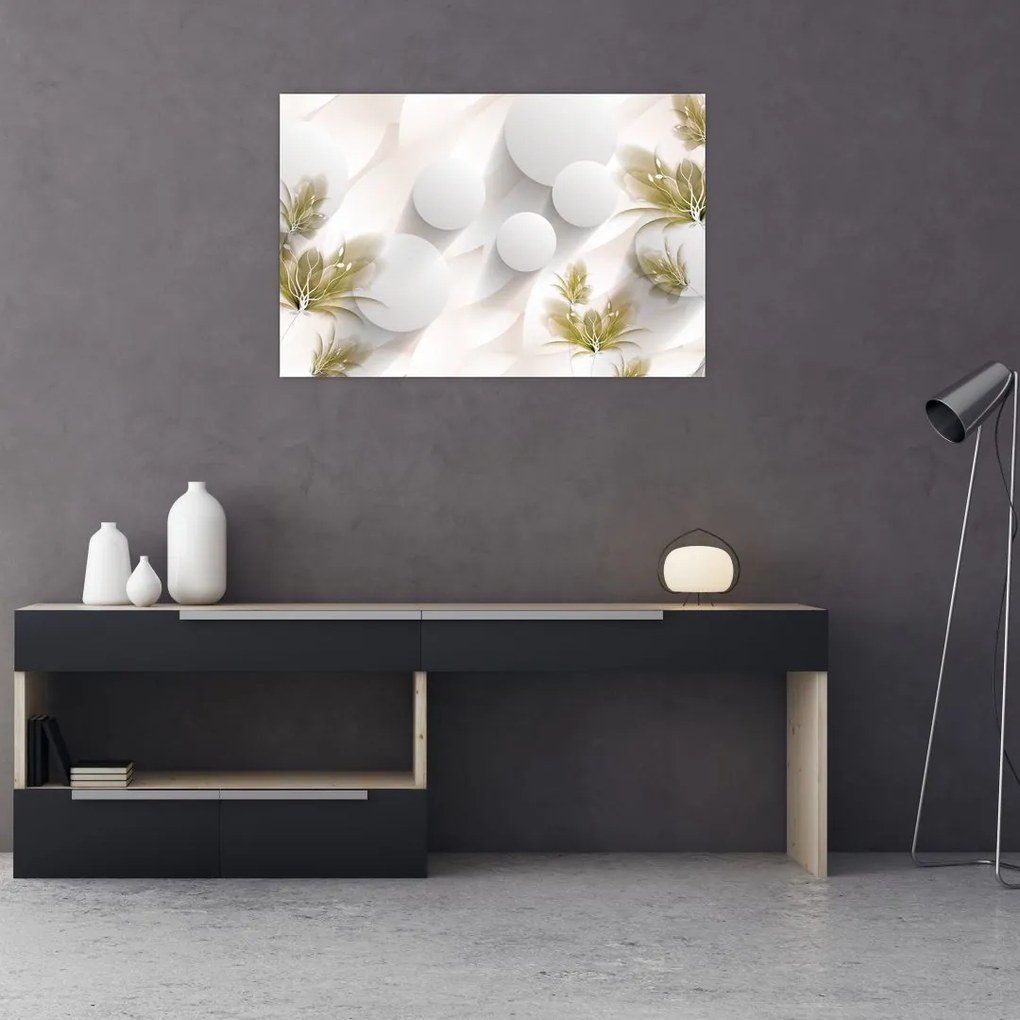 Tablou - 3D cercuri cu flori (90x60 cm)