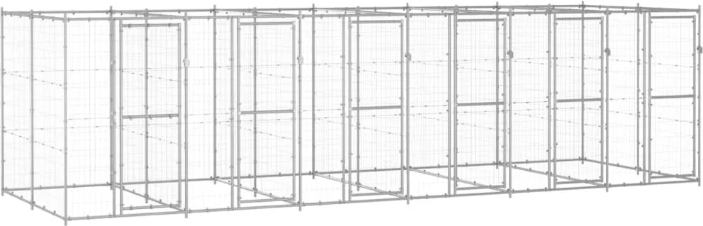 vidaXL Padoc pentru câini de exterior, 14,52 m², oțel galvanizat