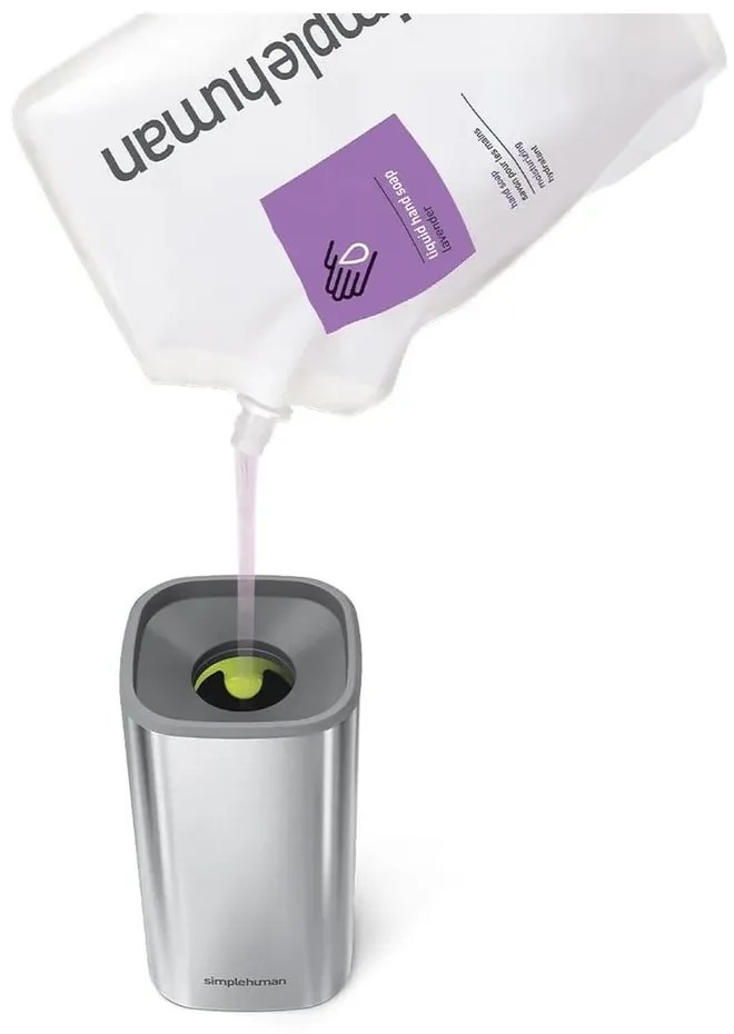 Dozator de săpun lichid argintiu din oțel inoxidabil 295 ml - simplehuman
