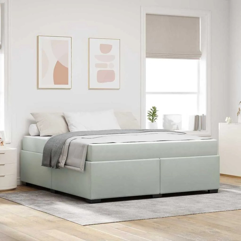 vidaXL Cadru de pat cu saltea Altele Gri deschis 180 x 200 cm Catifea