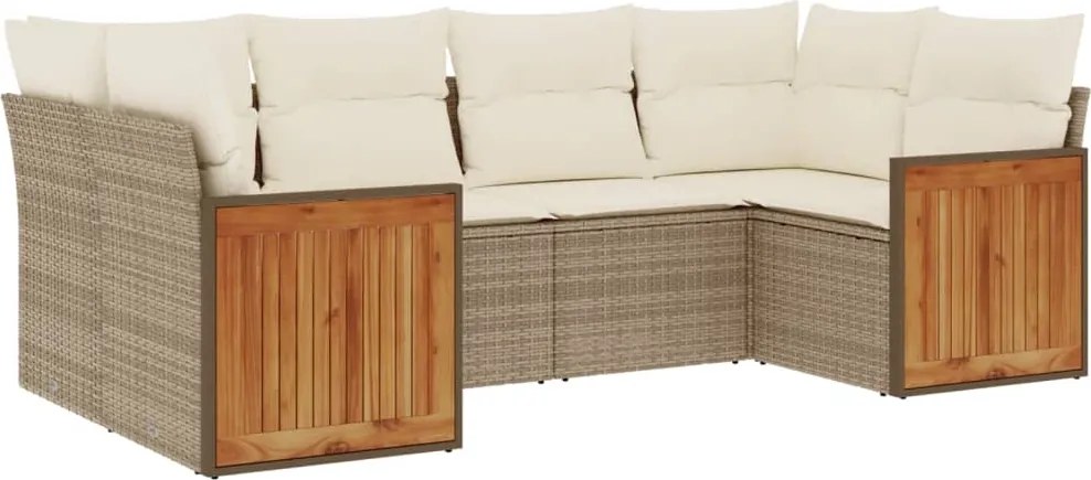 vidaXL Set canapele de grădină cu perne, 6 piese, bej, poliratan