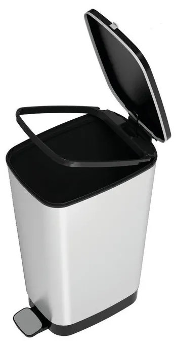 Coș de gunoi argintiu cu pedală din plastic 45 l Chic Bin – KIS