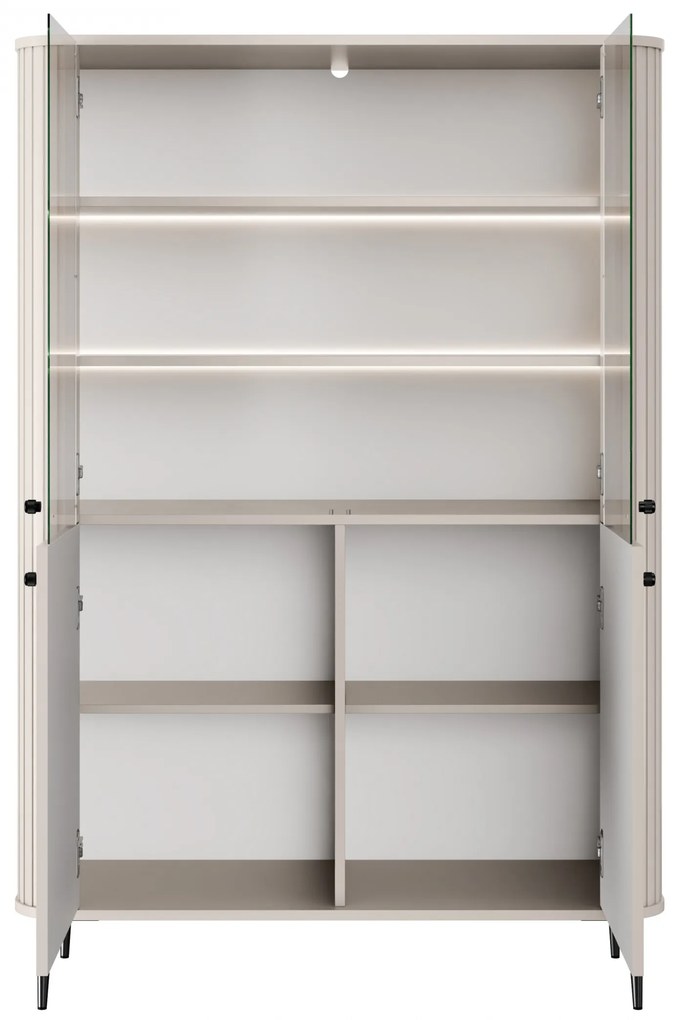 Vitrină cu patru uși Vesper 103 cm - cașmir / picioare negre