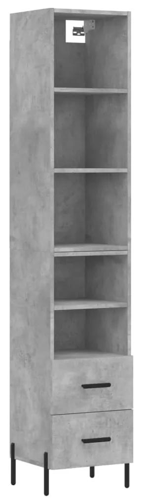3189777 vidaXL Dulap înalt, gri beton, 34,5x34x180 cm, lemn prelucrat