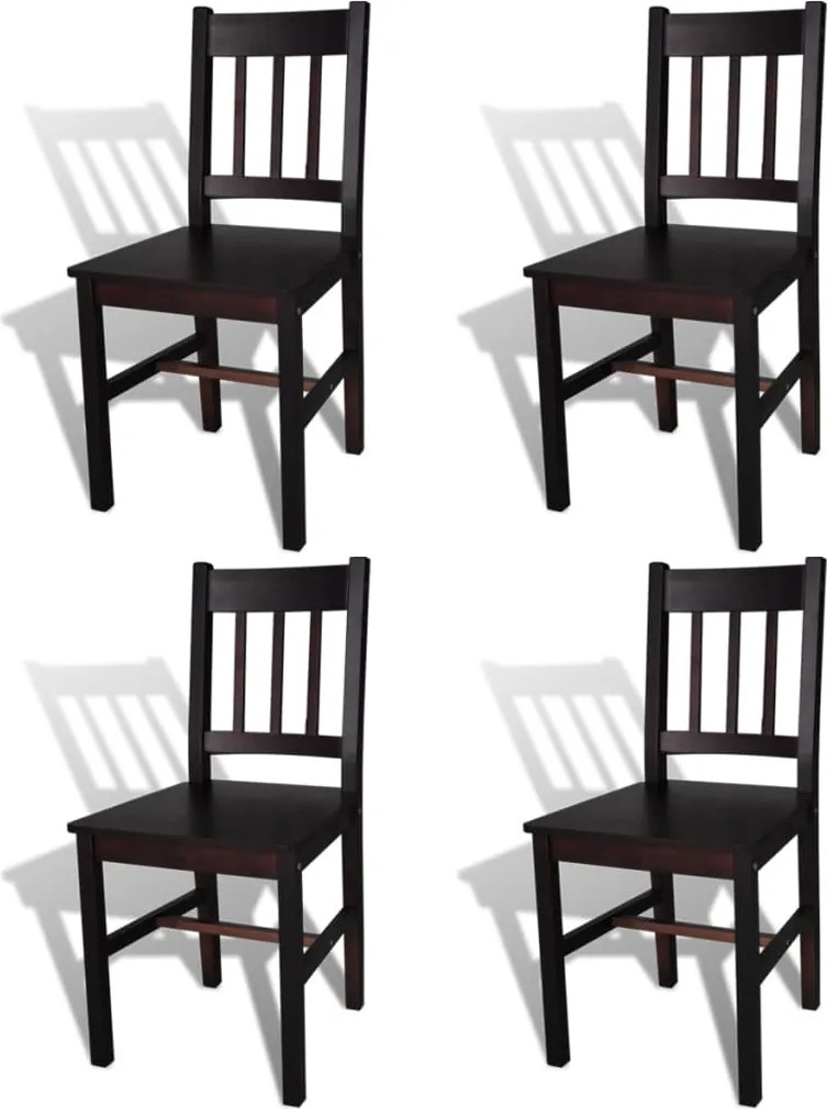 vidaXL Scaune de bucătărie, 4 buc., maro închis, lemn de pin