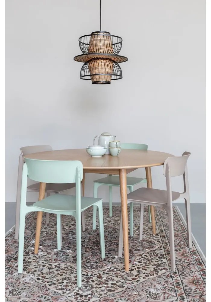 Masă de dining rotundă cu blat cu aspect de lemn de stejar ø 100 cm Fabio – White Label