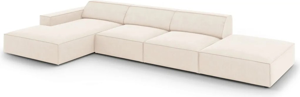 Coltar stanga 5 locuri, Jodie, Micadoni Home, BL, fara cotiera, 341x166x70 cm, catifea, bej deschis