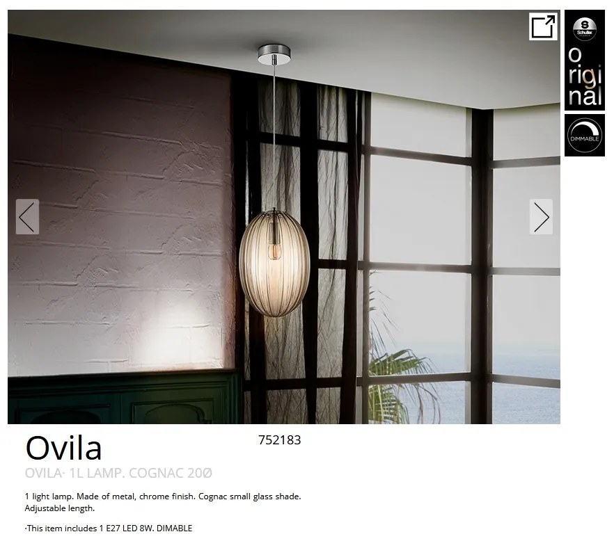 Pendul design modern decorativ Ovila 20cm cognac SV-752183