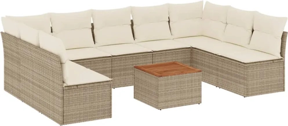 vidaXL Set canapele de grădină cu perne, 10 piese, bej, poliratan