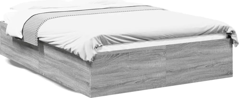 vidaXL Cadru de pat, gri sonoma, 120x200 cm, lemn prelucrat