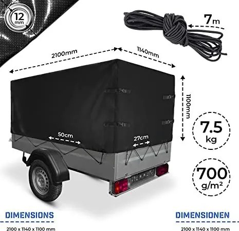 Prelată de transport JAGO 210 x 114 x 110 cm, 700 g / m2,
