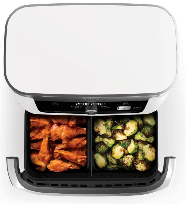 Friteuza dubla cu aer cald Ninja AF500EUWH, 10.4 L, 7 programe, Timer, Zone independente, Alb
