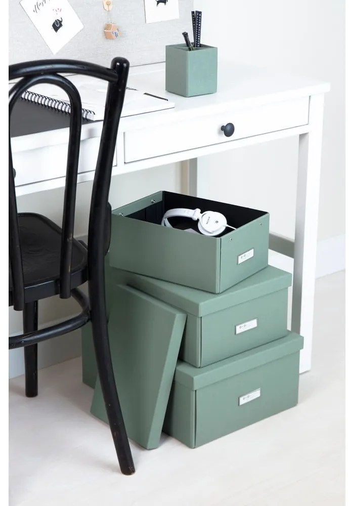 Cutie de depozitare albastru-verde din carton cu capac 34,5x45x18,5 cm Katrin Canvas Paper Laminate – Bigso