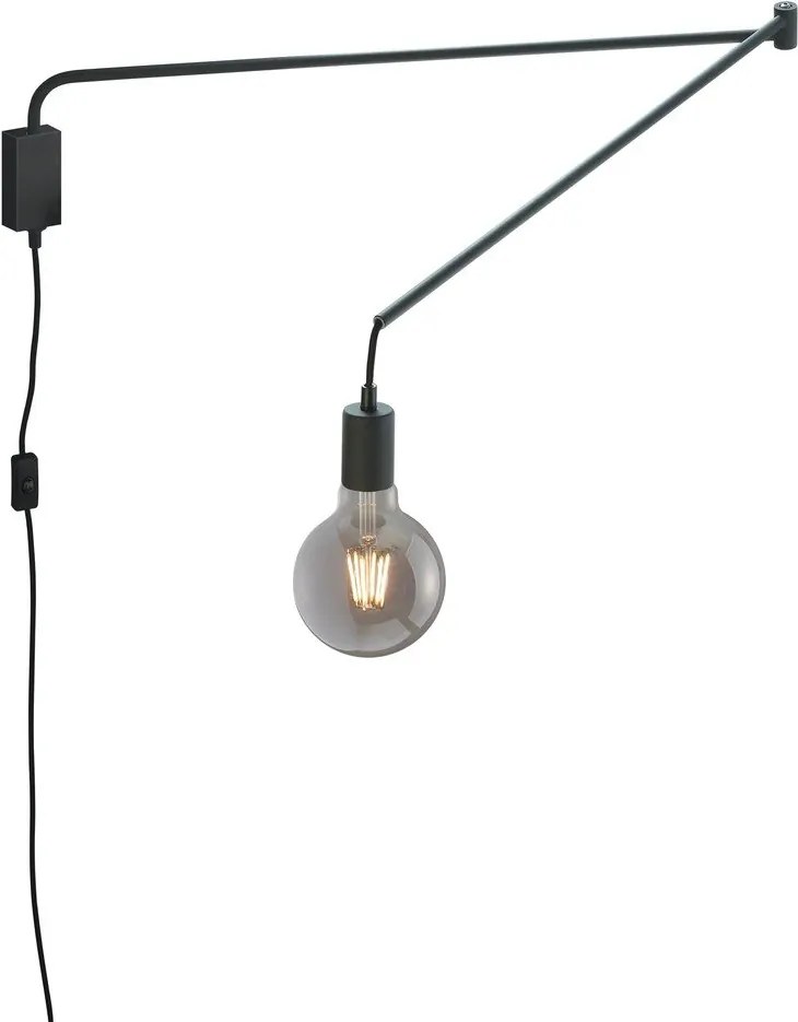 Aplică de perete negru-mat cu structură flexibilă cu alimentare la priză Line – Trio