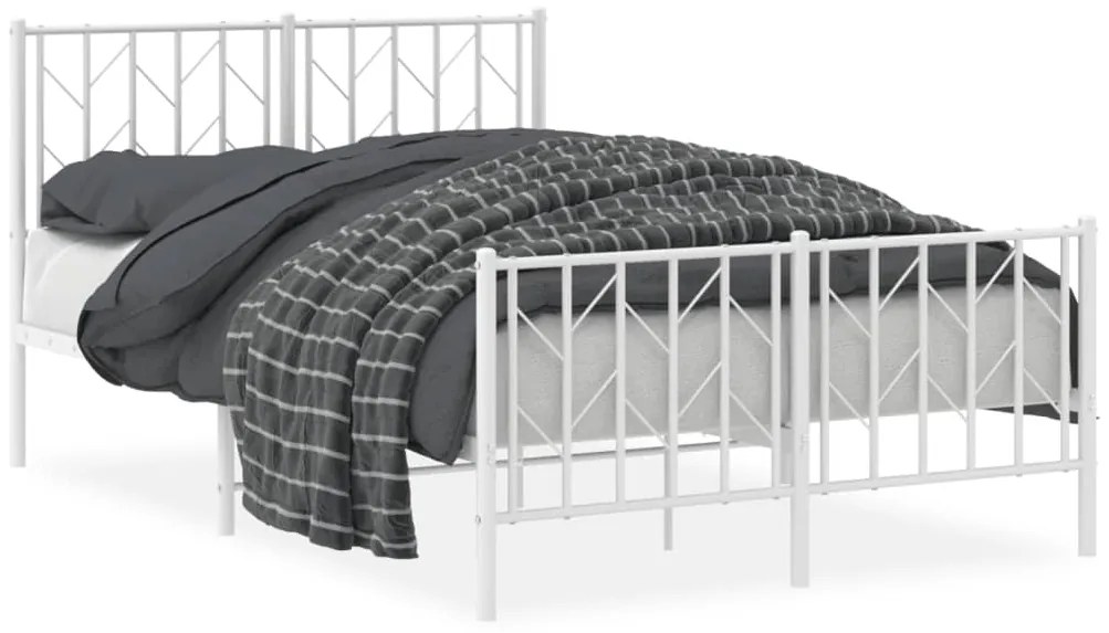 374502 vidaXL Cadru pat metalic cu tăblie de cap/picioare , alb, 120x200 cm