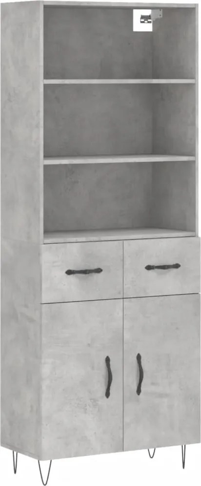 vidaXL Dulap înalt, gri beton, 69,5x34x180, lemn compozit