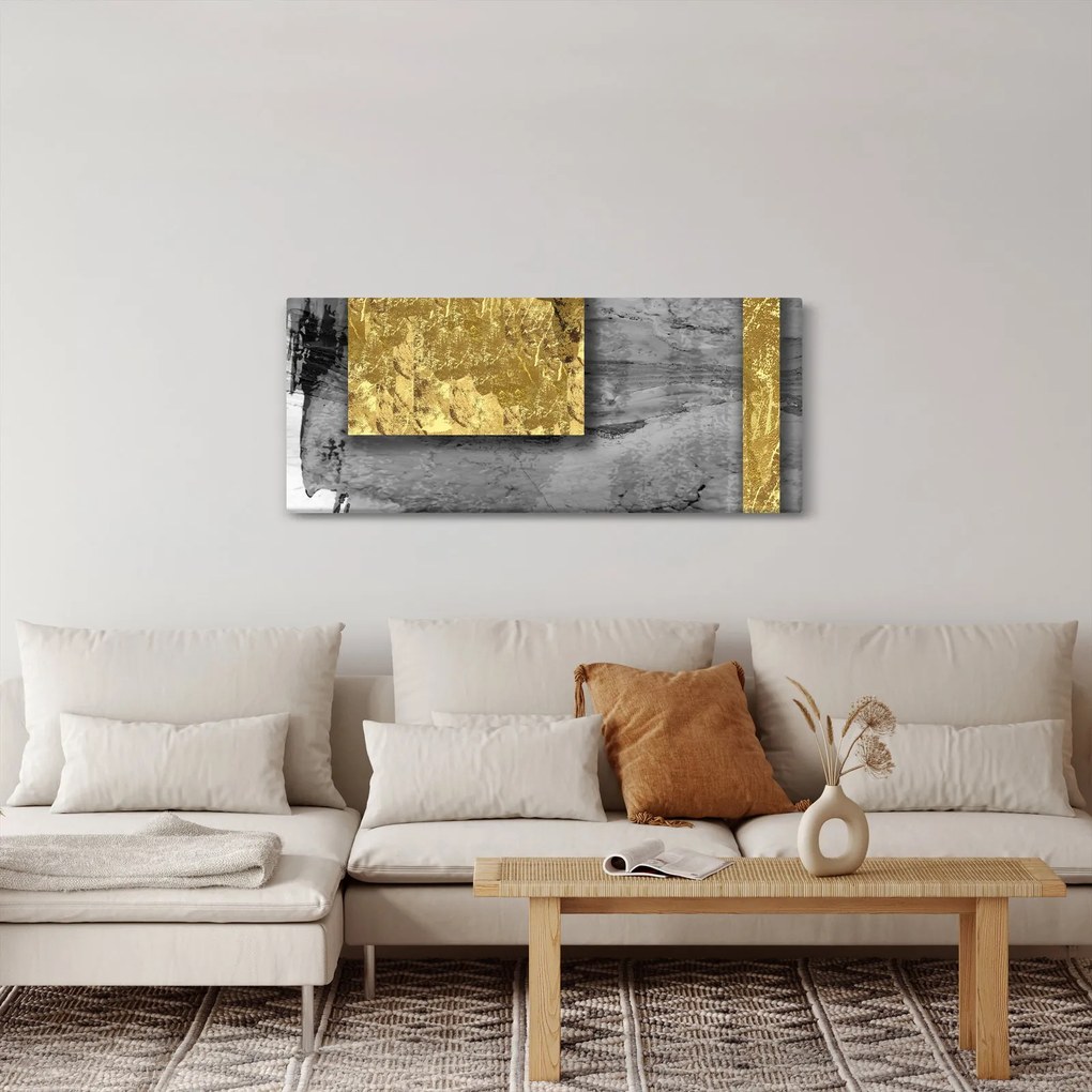 Tablou - Pătrate de aur N⁰2 (120x50 cm)