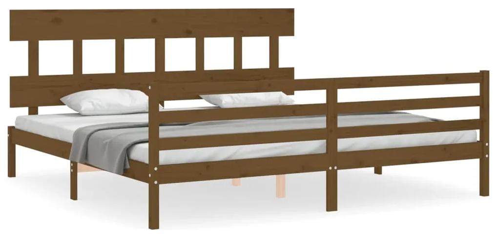 3195179 vidaXL Cadru pat cu tăblie, maro miere, 200x200 cm, lemn masiv