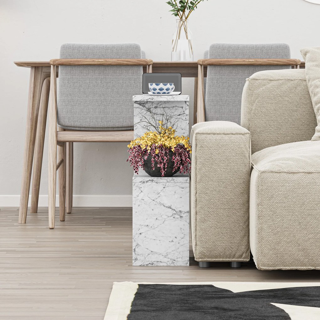 Măsuță laterală Homtulia (marmură albă). Promo -8%. 1127434