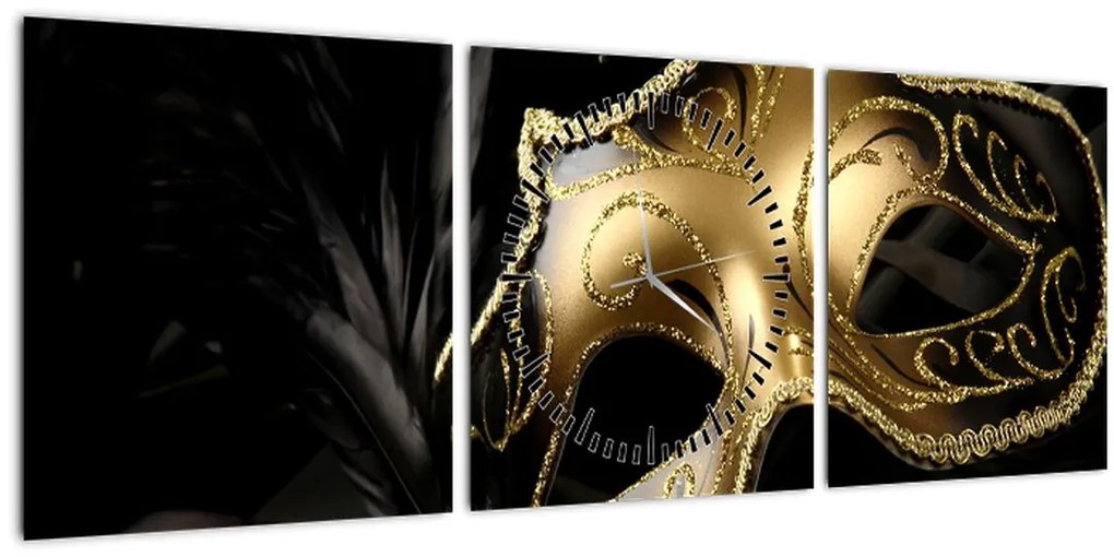 Tablou masca aurie (cu ceas) (90x30 cm)