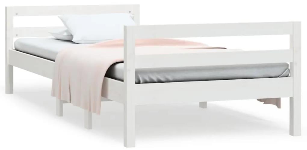 821630 vidaXL Cadru de pat, alb, 80x200 cm, lemn masiv de pin