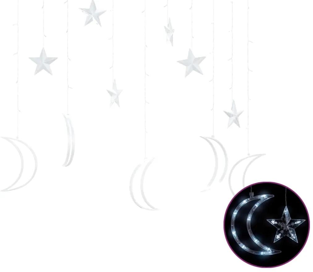 Lumini luna si stele, 138 LED-uri, alb rece, cu telecomanda 1, Alb rece, 138 led