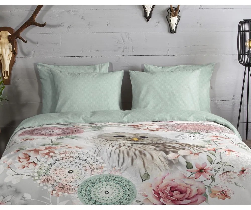 Lenjerie de pat verde din flanelă pentru pat de o persoană 140x200 cm Omaira – HIP