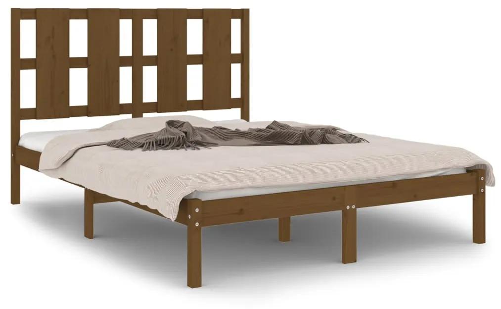 Cadru de pat, maro miere, 140x190 cm, lemn masiv de pin maro miere, 140 x 190 cm