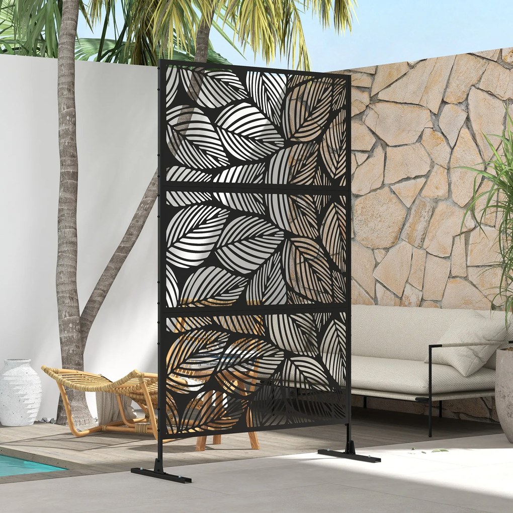 Outsunny Paravan pentru exterior cu suport si suruburi de expansiune, Separator din metal 6,5FT pentru exterior