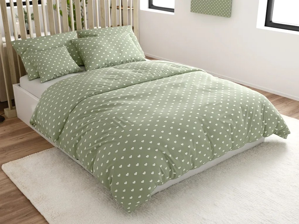 Lenjerie de pat policoton SAGHEARTS POLY verde Dimensiune lenjerie de pat: 70 x 90 cm | 140 x 220 cm