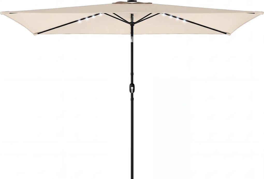 Outsunny Umbrelă de grădină cu 24 LED-uri solare Prelată înclinabilă Tija metalică 2,9x2,5 m crem | Aosom Romania