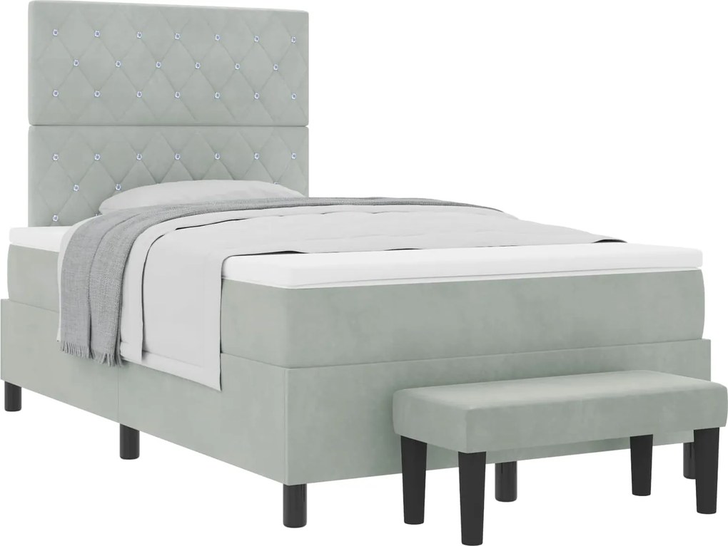 vidaXL Pat cu arcuri cu saltea Gri deschis 120 x 190 cm Catifea