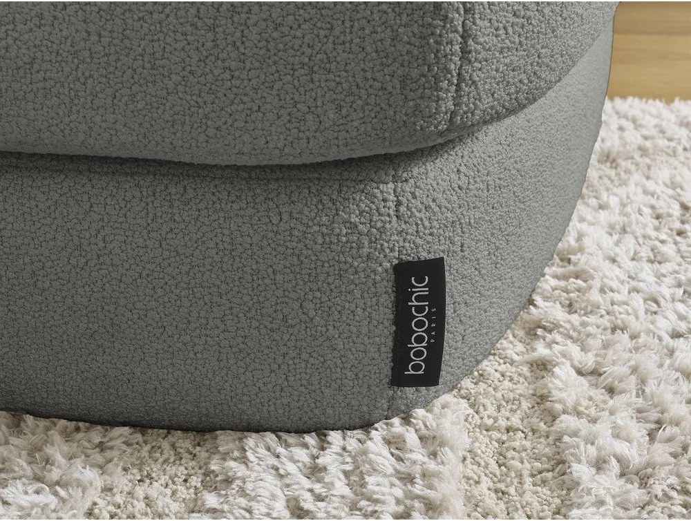 Taburet gri închis cu tapițerie din țesătură bouclé Leonore – Bobochic Paris