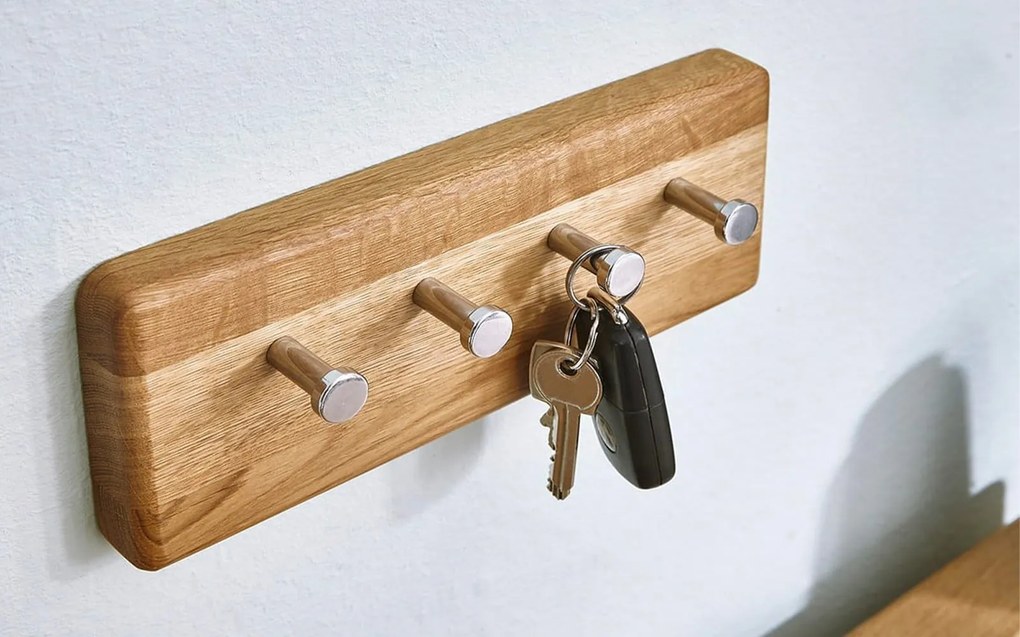 Cuier stejar masiv mic pentru chei Dotti, 5 × 10 × 25 cm