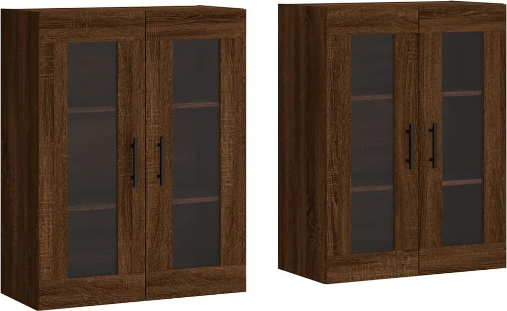 vidaXL Dulapuri montate pe perete 2 buc. stejar maro, lemn prelucrat
