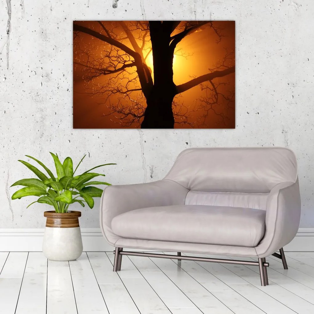 Tablou cu copac în apus de soare (90x60 cm)