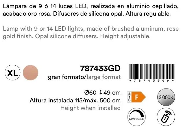 Lustra casa scarii XL cu 14 pendule LED si telecomanda Colette H500