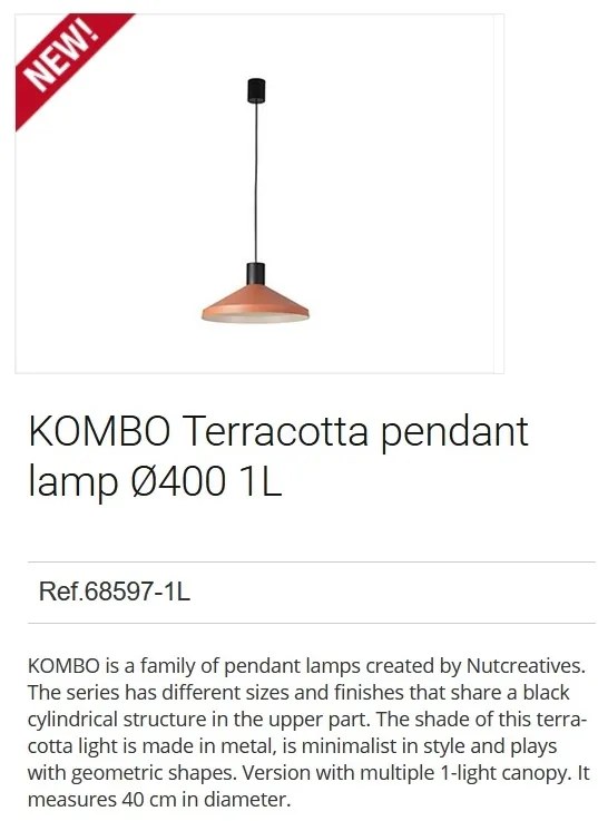 Lustra / Pendul modern design minimalist KOMBO Terracotta 40cm