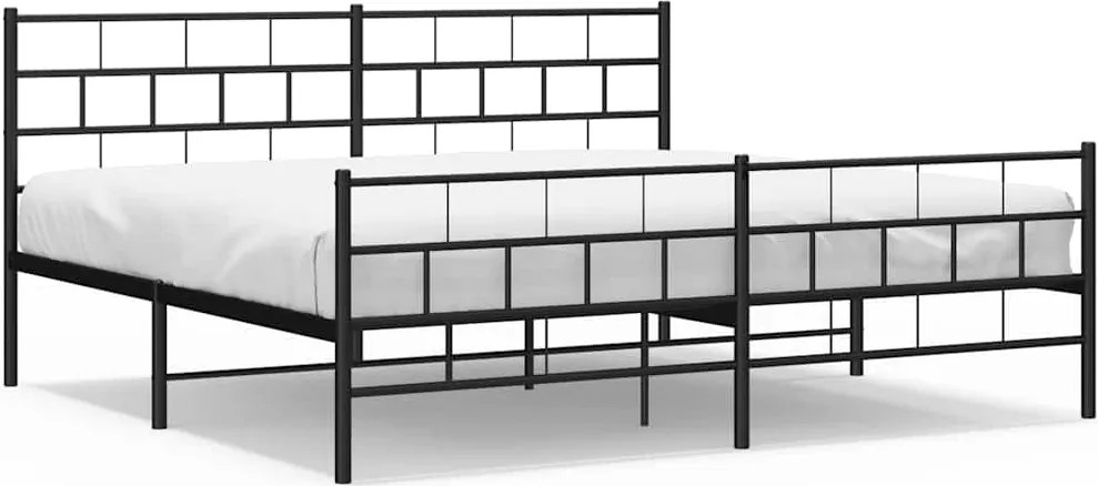 vidaXL Cadru pat metalic cu tăblii de cap/picioare, negru, 183x213 cm