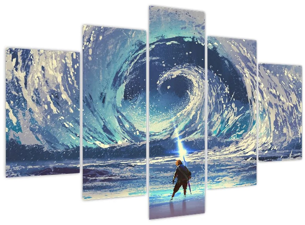 Tablou - Ilustrație a unui băiat cu o suliță (150x105 cm)