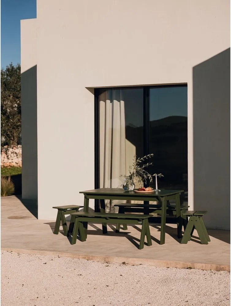 Bancă de grădină verde din lemn masiv Navo – noo.ma