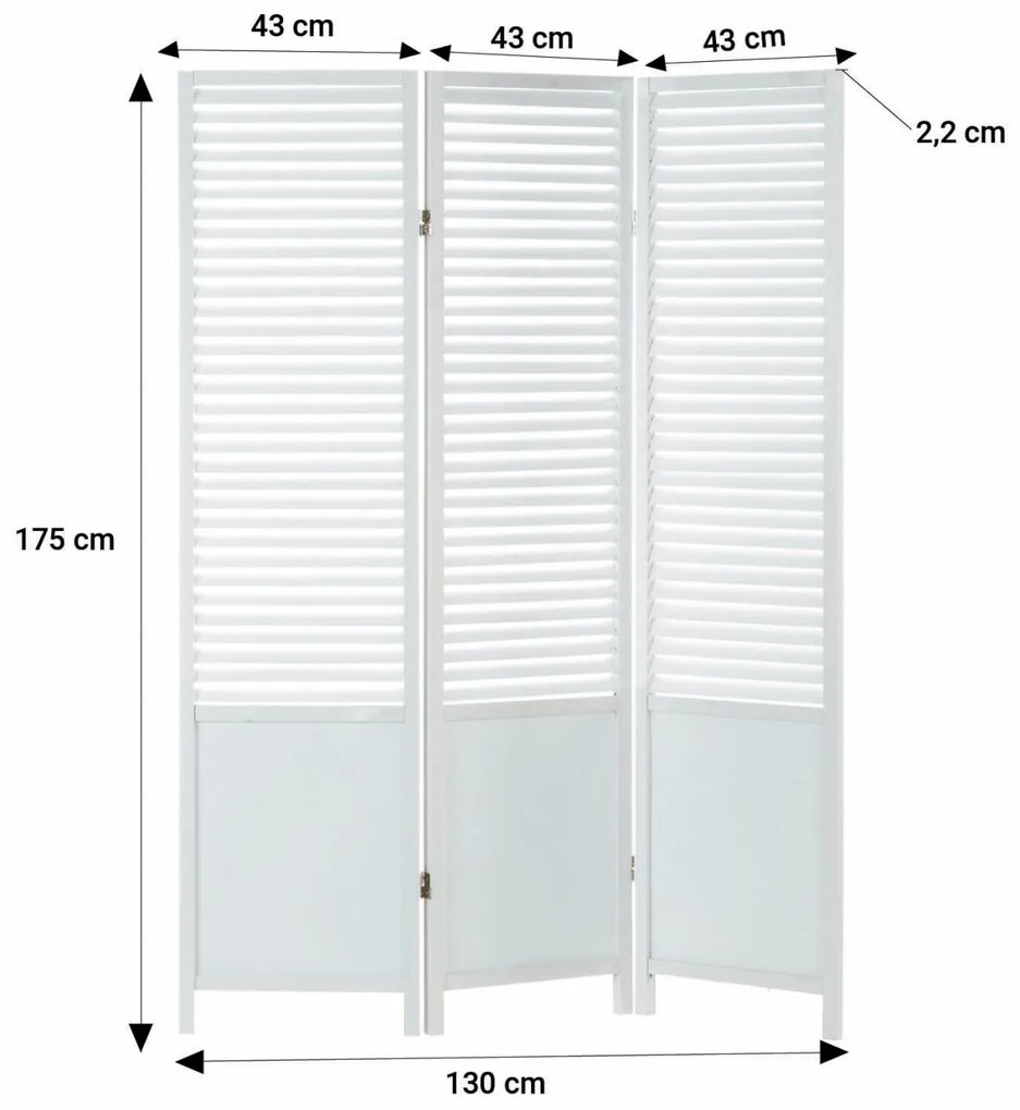 PAR209 - Paravan despartitor lemn Alb - 3 panouri