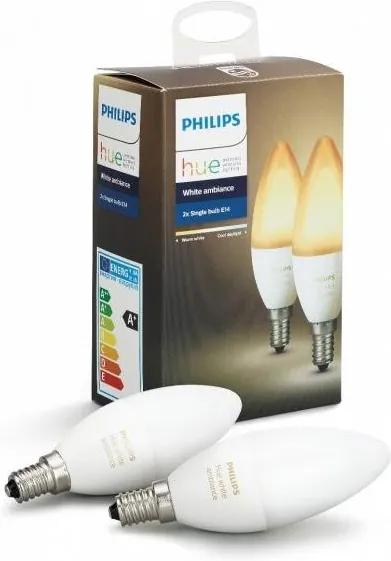SET 2x Bec LED dimmabil Philips HUE WHITE AMBIANCE E14/6W/230V