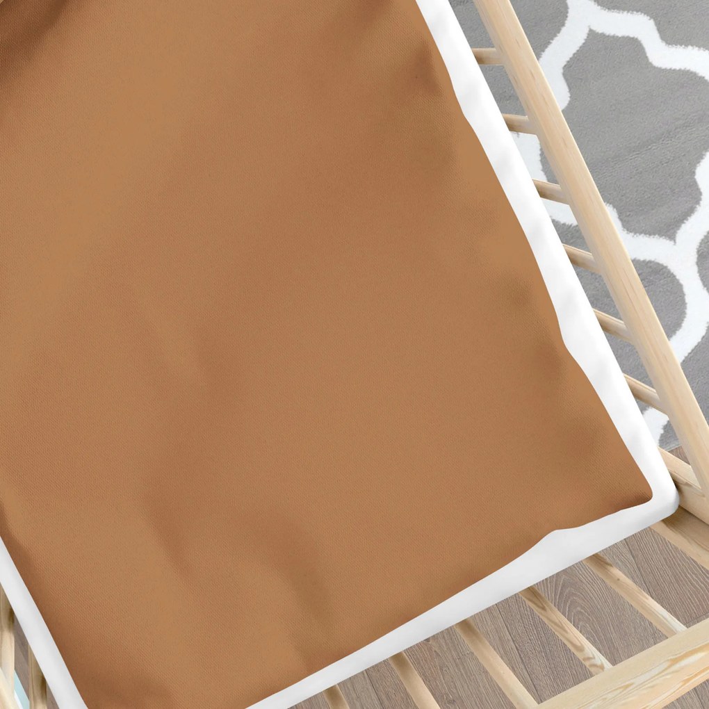Goldea lenjerie pătuț din 100% bumbac - maro scorțișoară 100 x 135 și 40 x 60 cm