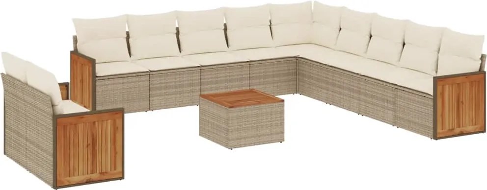 vidaXL Set canapele de grădină cu perne, 12 piese, bej, poliratan