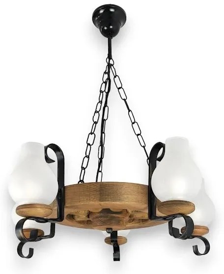 Brilagi - Lustru cu lanț ROATA, 5xE14, 40W, 230V, Ø 50 cm, fag